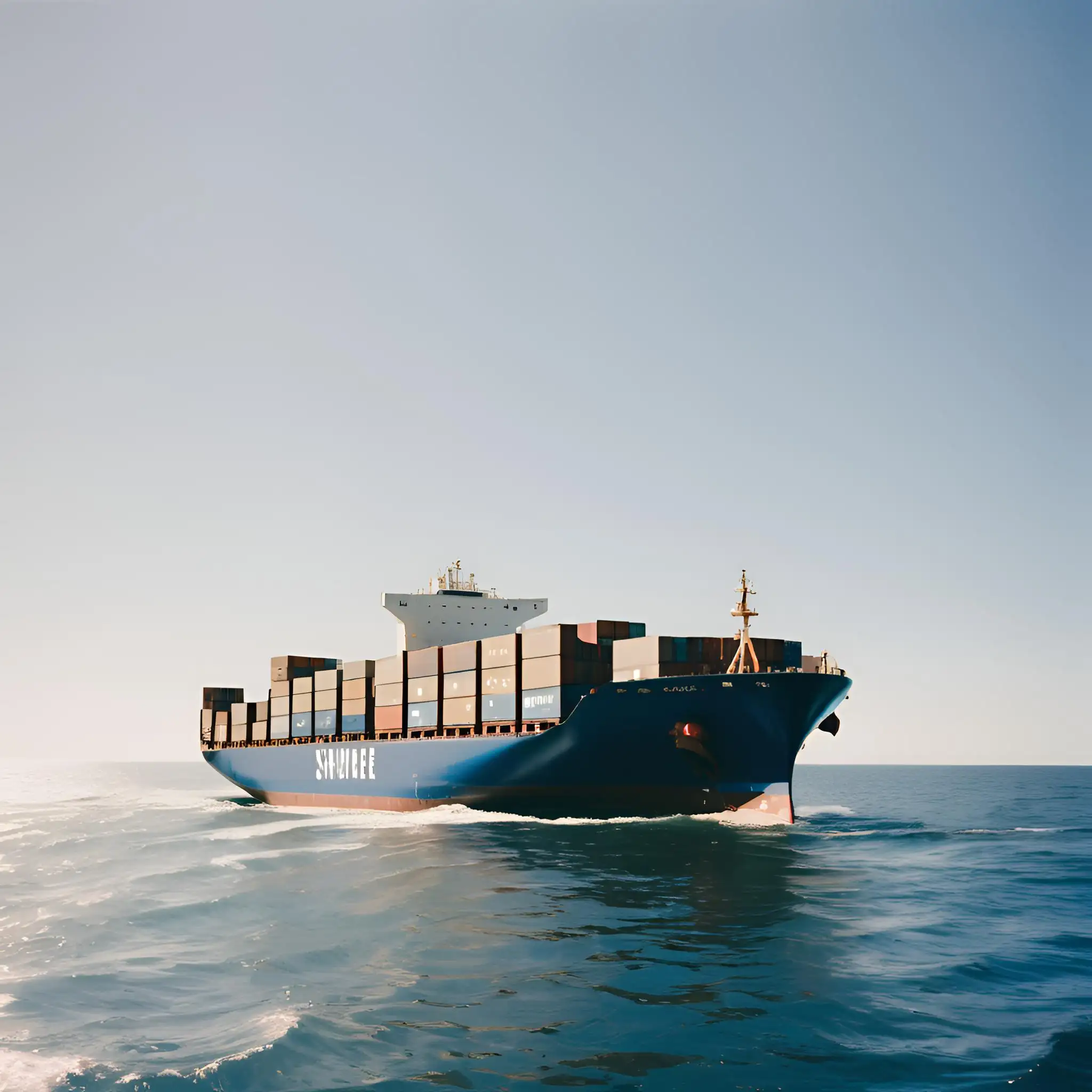 Large container ship sailing across the ocean